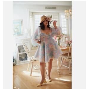 NEW SELKIE Sz XS The Princess Mini Dress in Stepmom Pastel Watercolor